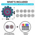 Hula Home Stained Glass Mandala Art Kit - DIY Window Clings with Markers, 10 Suncatchers - Perfect Hobby for Adults, Kids, Teens & Seniors - Ideal Gift for Beginners, Women & Elderly