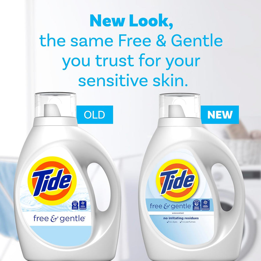 Tide Free & Gentle Liquid Laundry Detergent, 105 fl oz, 80 Loads, HE Compatible