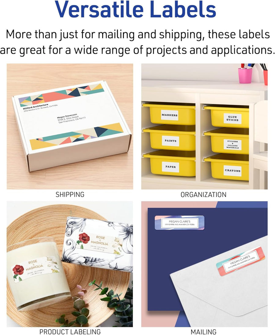Avery Easy Peel Printable Address Labels with Sure Feed, 1" x 2-5/8" Customizable Stickers, White, 750 Blank Mailing Labels, Great for Mailing, Shipping, and More (8160)