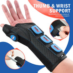 FEATOL Carpal Tunnel Wrist Brace Night Support, Thumb Spica Splint Right Hand for De Quervains Tenosynovitis, Tendonitis, Thumb Brace for Women Men, Black Blue, Small/Medium