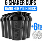 VELOMIX 6-Pack 20oz Protein Shaker Bottles - Leak-Proof, Dishwasher Safe