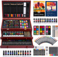 Color More 175 Piece Deluxe Art Set with 2 Drawing Pads, Acrylic Paints, Crayons, Colored Pencils, Paint Set in Wooden Case, Professional Art Kit, Art Supplies for Adults, Teens and Artist, WoodMuse Plus
