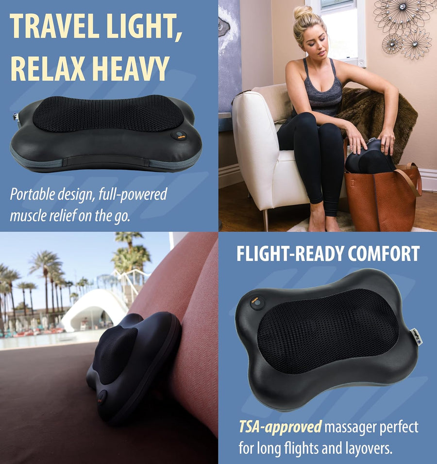 Zyllion Shiatsu Back and Neck Massager with Heat - 3D Electric Kneading Deep Tissue Massage Pillow