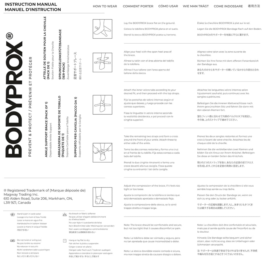 Bodyprox Ankle Support Brace, Breathable Neoprene Sleeve, Adjustable Wrap! (1 Pack)