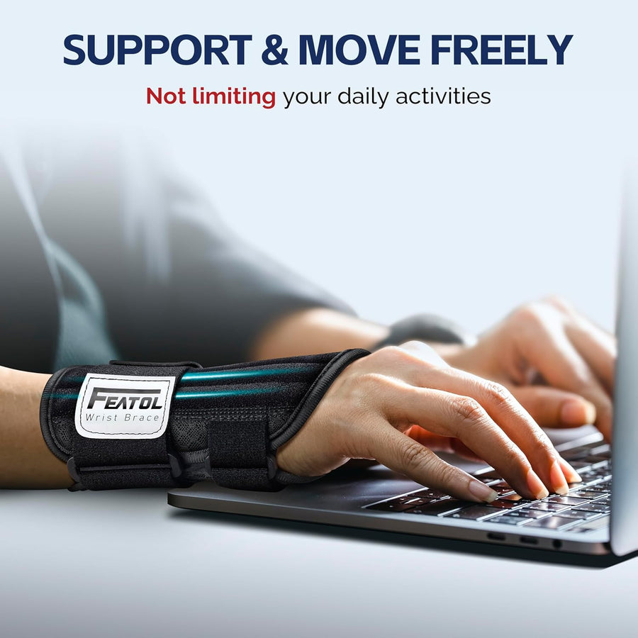 FEATOL Carpal Tunnel Wrist Brace for Women and Men with Wrist Splint