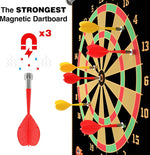 Magnetic Dart Board for Kids - Indoor Outdoor Darts Game, 16pcs Magnetic Darts, Double Sided Board Games Set, Best Toys Gifts for Teenage Age 5 6 7 8 9 10 11 12 13 14 15 16 Years Old Boys