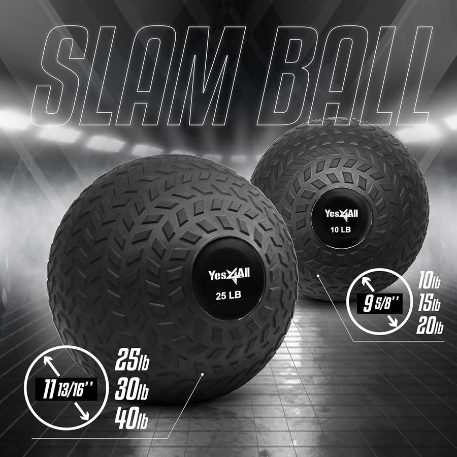 Yes4All Weighted Slam Balls - Durable PVC Sand-Filled Workout Balls 10-40 lbs