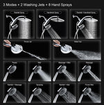 High Pressure Rain Shower Head: Upgrade Shower Heads with Handheld Spray Combo with Fixed Showerhead and 10 Sprays Handheld Shower Head, Detachable Shower head Built-in Magnetic Docking and Power Jets