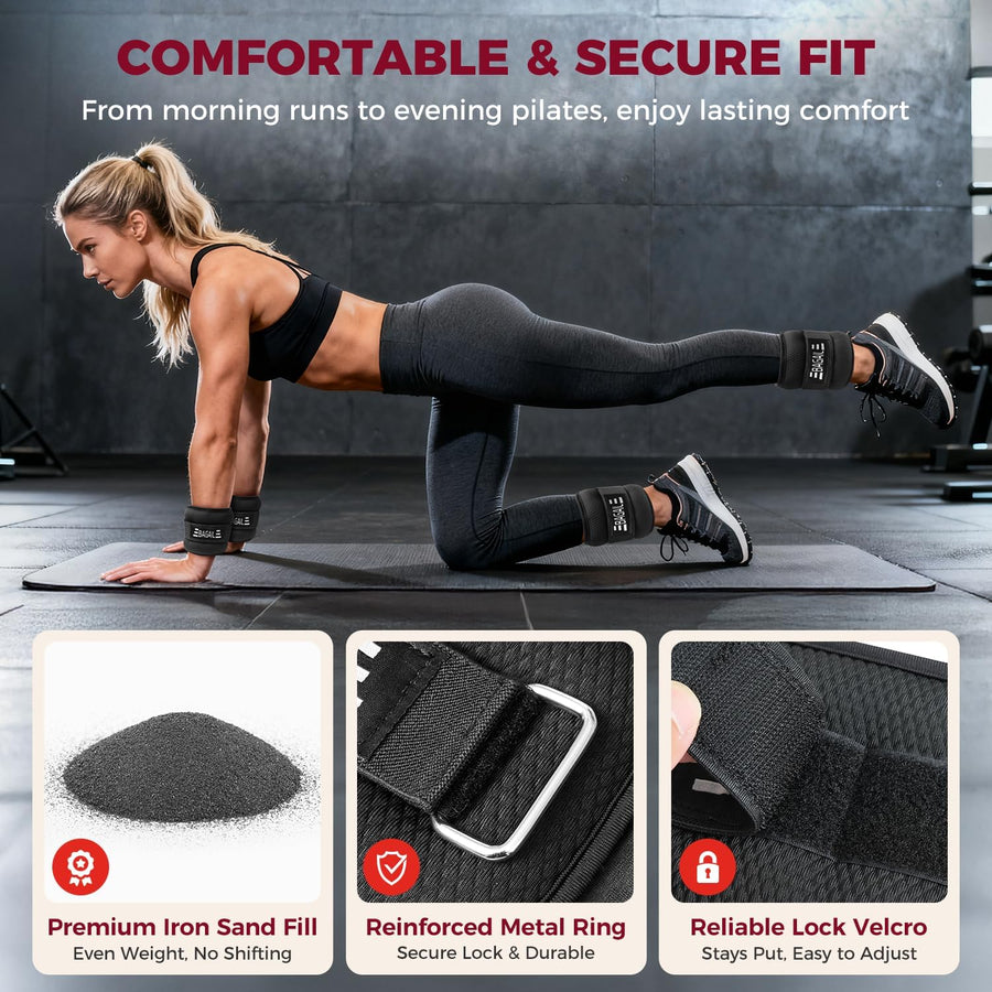 BAGAIL Ankle Wrist Weights for Women & Men, 1-10 LBS Adjustable Leg Arm Weights