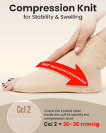 KEMFORD Ankle Compression Sleeve - 20-30mmHg, Beige, M
