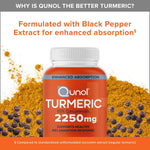 Qunol Turmeric Curcumin 2250mg, Black Pepper Extract, Supports Joint Health, 90 Capsules