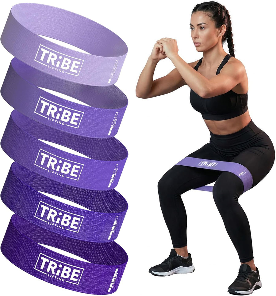 Tribe Lifting Fabric Resistance Bands - 5 Workout Bands for Legs & Glutes