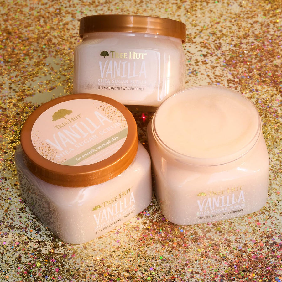 Tree Hut Vanilla Shea Sugar Exfoliating & Hydrating Body Scrub, 18 oz