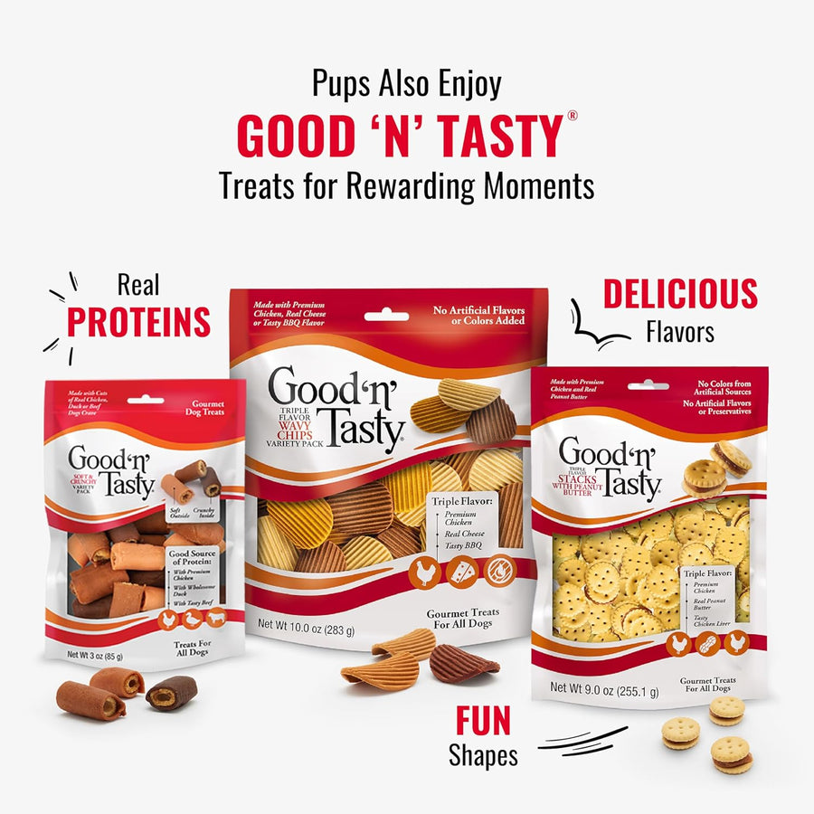 Good ‘n’ Fun Triple Flavor Kabobs Chews for All Dogs, 24 Ounces, Treat Your Dog to Chews Made from Beef Hide, Real Chicken, Pork Hide, Duck and Chicken Liver