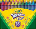 Crayola Twistables Colored Pencil Set (50ct), Stocking Stuffer for Kids & Teens, No Sharpen Colored Pencils For Kids Coloring Books, Drawing & Sketching, 4+