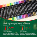 30 Colors Acrylic Paint Markers, Dual Tip Fine and Brush Tips for Detailed Art, Crafting, Rock Painting, Wood, Glass, Ceramic, and More