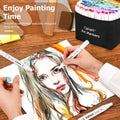 Caliart Markers, 100 Colors Dual Tip Art Markers Sketch Pens Permanent Alcohol Based, with Case for Adults Artists Drawing Illustration Sketching Coloring (White Barrel)