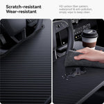 YONZEE 2-in-1 Car Steering Wheel Desk Tray & Car Seat Gap Filler Organizer – Foldable Carbon Fiber Look Table for Laptop, Eating Food, Writing – Multipurpose Travel Car Accessories