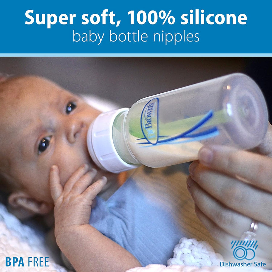 Dr. Brown's Natural Flow Baby Bottle Nipple Level T - Newborn, Slower Flow - 6pk - 0m+