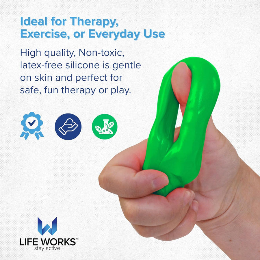 LIFE WORKS Therapy Putty Set for Adults and Teens, 4 Resistance Levels, Non-Toxic Silicone