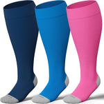 LEVSOX 15-20 mmHg Knee High Compression Socks for Women and Men Plus Size Wide Calf