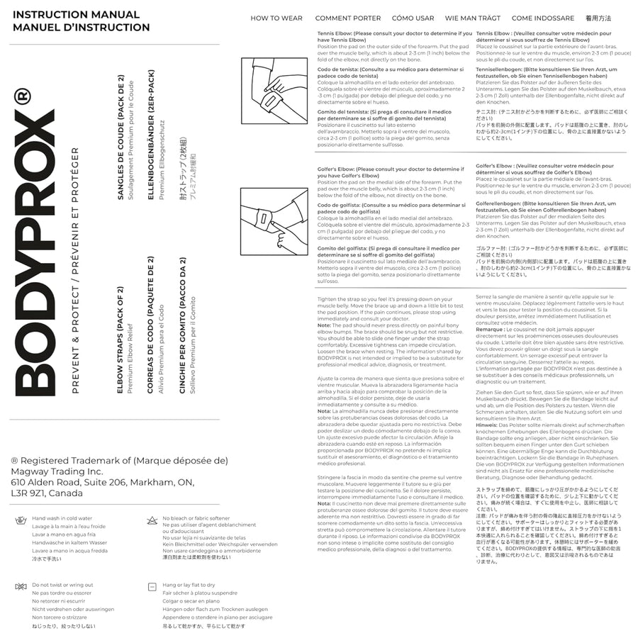 Bodyprox Elbow Brace 2 Pack for Tennis and Golfer's Elbow Pain Relief