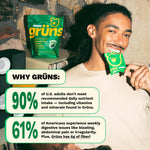 Gruns Adults Super Greens Gummies, Multivitamin Superfood Gummy Bears, Spirulina, Chlorella, Prebiotics & Fiber Gummies for Digestive Health, Adaptogens Supplement, 20 Vitamins & Minerals, 10 Count