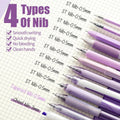 Four Candies Lavender Series Gel Pens, Black & Purple Ink Writing Pens with 0.5 mm Smooth Fine Point, School Office Stationery Supplies Desk Accessories Stocking Stuffers Gifts for Women, Set of 12