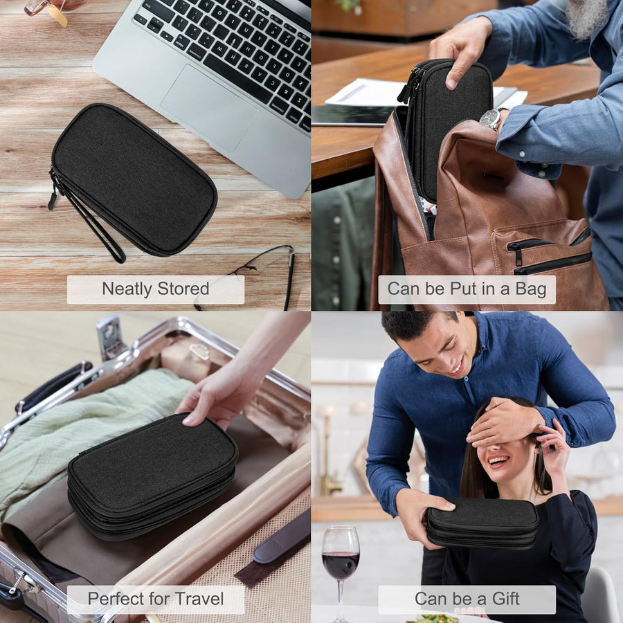 FYY Electronic Organizer, Travel Cable Organizer Bag Pouch Electronic Accessories Carry Case Portable Waterproof Double Layers All-in-One Storage Bag for Cable, Cord, Charger, Phone, Earphone Coffee
