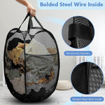 DUCOO Pop Up Hamper, 1 PCS Mesh Pop Up Laundry Hamper, Foldable Mesh Laundry Basket with Space-Saving Design for Home, Dorm, Travel & Storage - Black