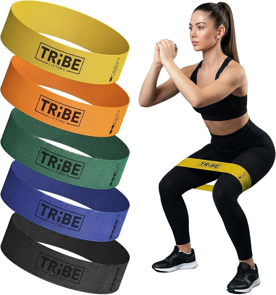 Tribe Lifting Fabric Resistance Bands - 5 Workout Bands for Legs & Glutes