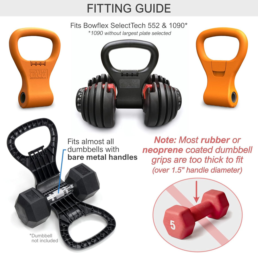 KETTLE GRYP - Turns Dumbbells Into Kettlebells, As Seen on Shark Tank, Made in USA