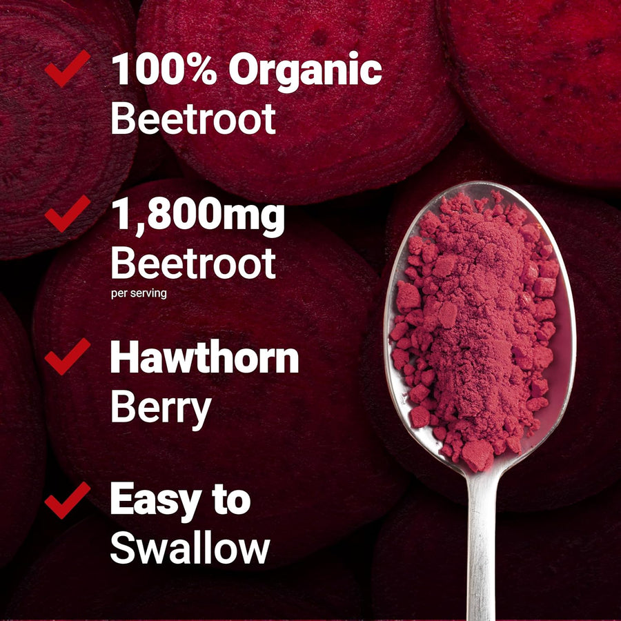 Force Factor Total Beets Blood Pressure Support Beet Root Capsules, 1800mg Organic Beet Root Powder Beet Supplement with Hawthorn Berry to Support Circulation and Blood Flow, 90 Vegetable Capsules