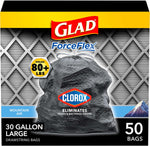 Glad Large 30 Gallon Trash Bags, Clorox Mountain Air Heavy Duty Garbage Bags, Forceflex with Drawstring, 50 Count (Packaging May Vary)