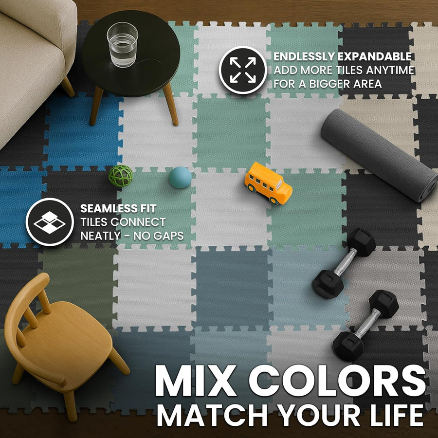 bemaxx 18-Piece Interlocking Foam Gym Mats - Protective Flooring for Home Workout & Fitness