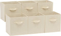 Collapsible Fabric Storage Cubes Organizer with Handles, Sturdy, Beige, 10.5-x-10.5-x-11-inch, Pack of 6