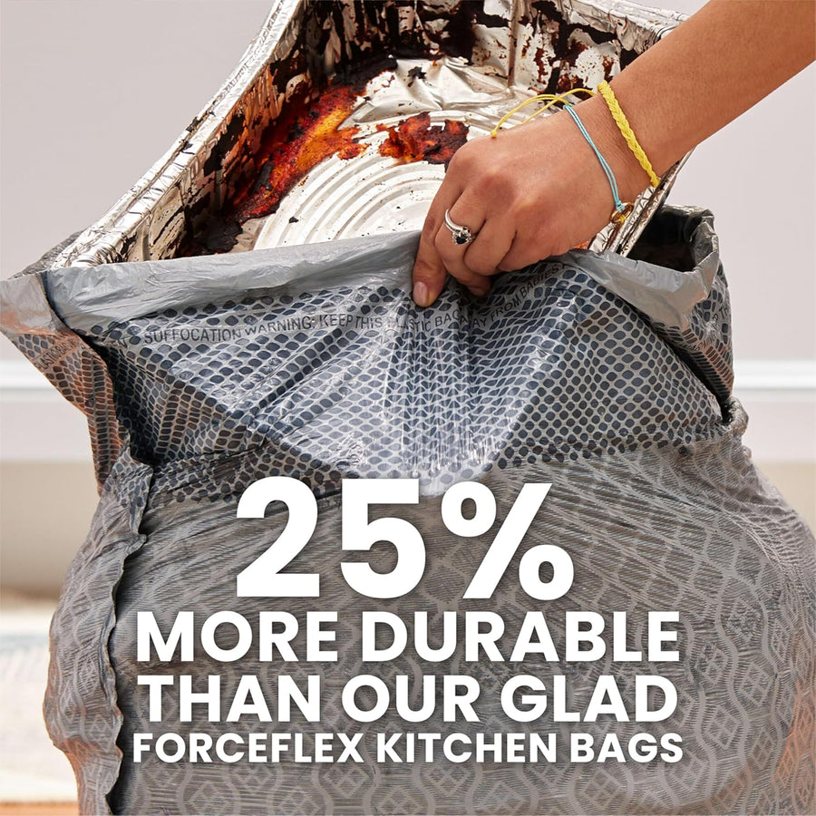 Glad ForceFlex MaxStrength Kitchen Drawstring Trash Bags, 20 Gal, Fresh Clean, 80 Ct, Pack May Vary