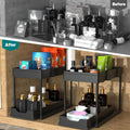 DEKAVA Under Sink Organizer 2 Pack, Bathroom Cabinet Organizer, 2 Tier Sliding Cabinet Basket Organizer Drawer, Multi-Purpose Bath Collection Baskets for Bathroom (Black)