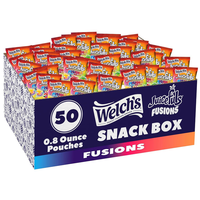 Welch's Fruit Snacks, Juicefuls Fusions, Assorted Fruit Flavor, Bulk Pack, Gluten Free, Natural Colors & Flavors, 0.8oz (Pack of 50)