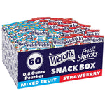Welch's Fruit Snacks, Mixed Fruit & Strawberry Snack Box, Stocking Stuffers, 0.8oz Snack Packs (Pack of 60)