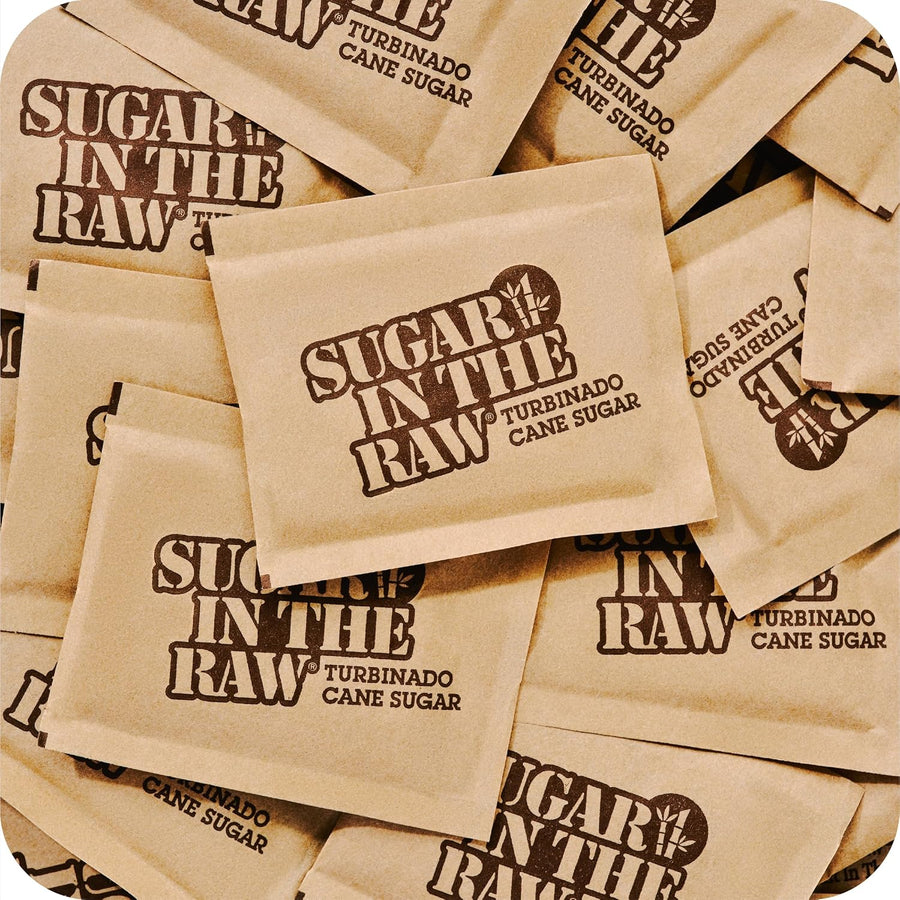 In The Raw Turbinado Cane Sugar Packets, 200 Ct Box, 1 Pack, Pure, All-Natural Turbinado Sugar, Non-GMO Project Verified, Kosher, Vegan and Gluten Free