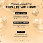Asterwood Triple Repair Matrixyl 3000 + Argireline + Hyaluronic Acid + Vitamin C Serum for Face - Anti-Aging, Collagen Boosting, Hydrating - Fragrance-Free - 1 Fl Oz