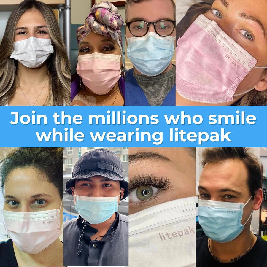 Litepak 2,000 Disposable Face Masks - Breathable Blue Face Masks