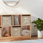 Collapsible Fabric Storage Cubes Organizer with Handles, Sturdy, Beige, 10.5-x-10.5-x-11-inch, Pack of 6