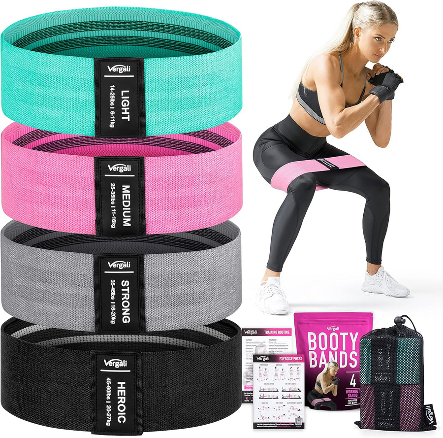 Resistance Bands for Workout - 4 Booty Bands for Women Men Fabric Elastic Bands