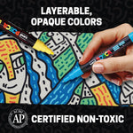 Posca Paint Art Markers, Set of 15 5M Medium Acrylic Markers with Reversible Tips, Artist Recommended Paint Pens for Gifts, Decorations, Fabric, Metal, Windows, Wood and Canvas