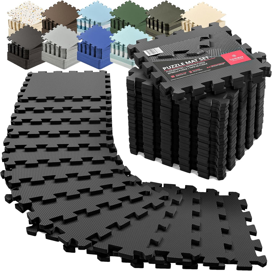 bemaxx 18-Piece Interlocking Foam Gym Mats - Protective Flooring for Home Workout & Fitness
