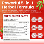VEV Berberine Supplement with Ceylon Cinnamon, Cayenne Pepper, Turmeric, Milk Thistle, Vegan & Non-GMO – 120 Capsules