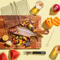 SHIZZO Grill Basket Set, Barbecue BBQ Grilling, Stainless Steel Folding Portable Outdoor Camping Rack for Fish, Shrimp, Vegetables, Cooking Accessories, Gifts for Dad, husband, Friends