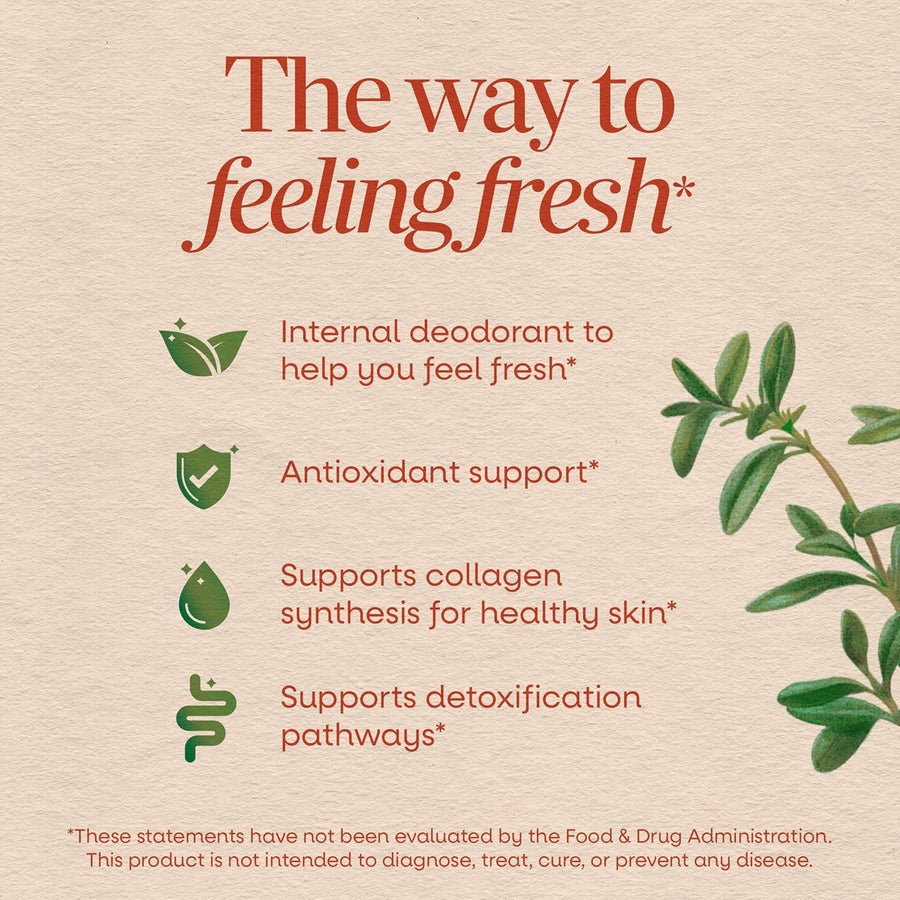 Nature's Way Chlorofresh Chlorophyll Concentrate Softgels, Chlorophyllin Copper Complex, Internal Deodorant Supplement, Supports Healthy Skin and Detox Pathways*, 90 Softgels (Packaging May Vary)